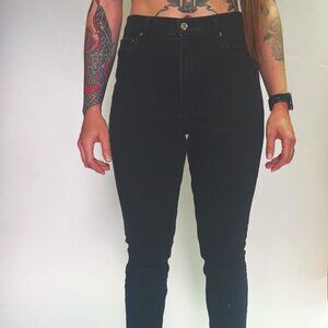 ABERCROMBIE AND FITCH BLACK DENIM JEANS: THE SKINNY HIGH RISE Size: 29/8r